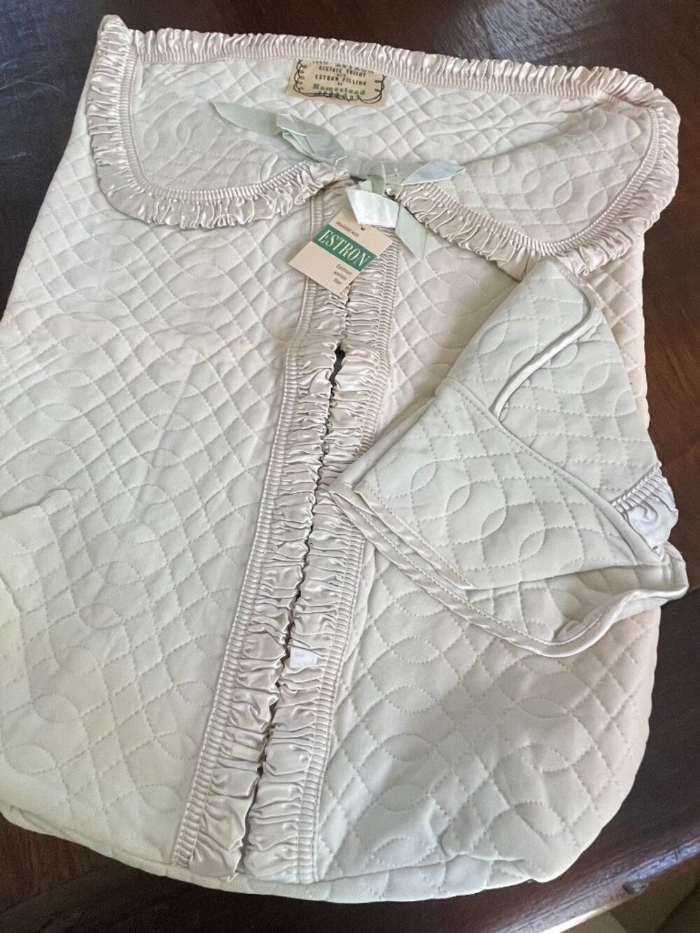 VTG Homestead Baby Boy Quilted Blue Swaddle w/Hat Estron Made USA *see desc.*